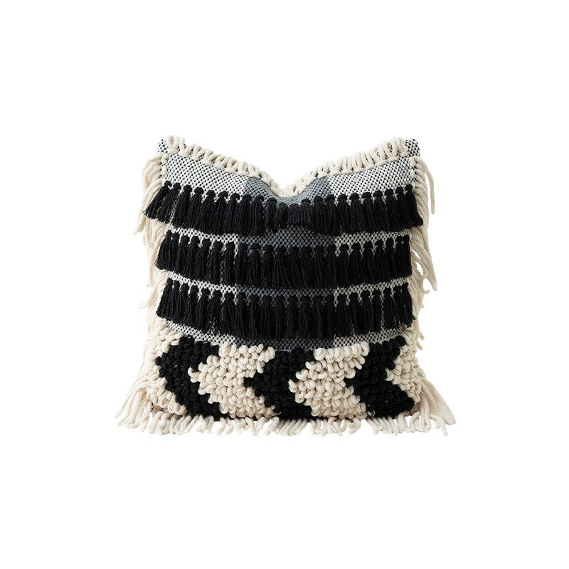 Boho cushion cover with macrame, tassels and relief texture Kalsten