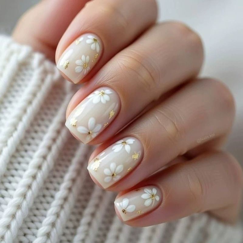 Floral Decorated Acrylic Nail Art Extensions Kalsten