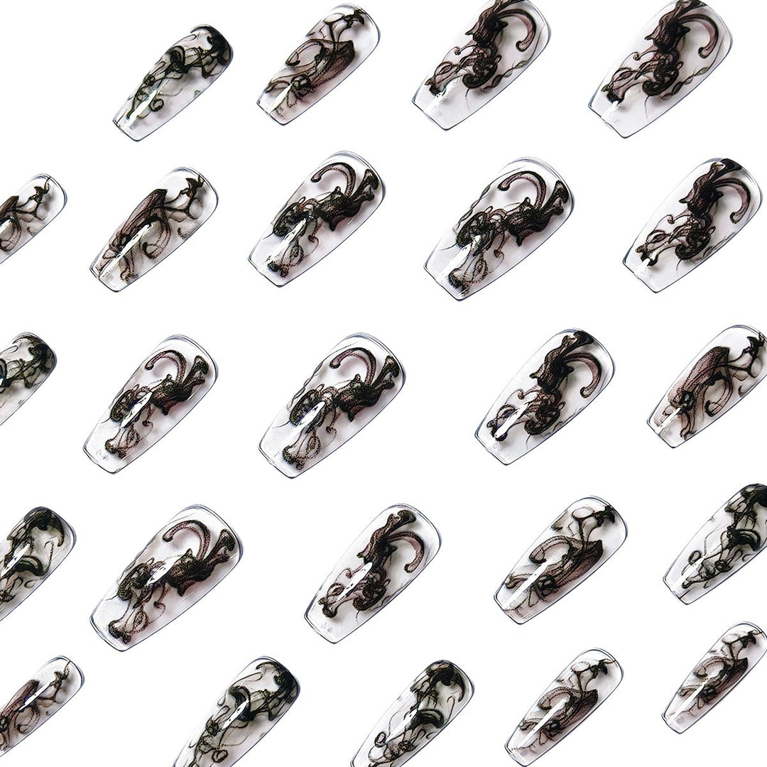 Artificial nails with modern transparent marble effect Kalsten