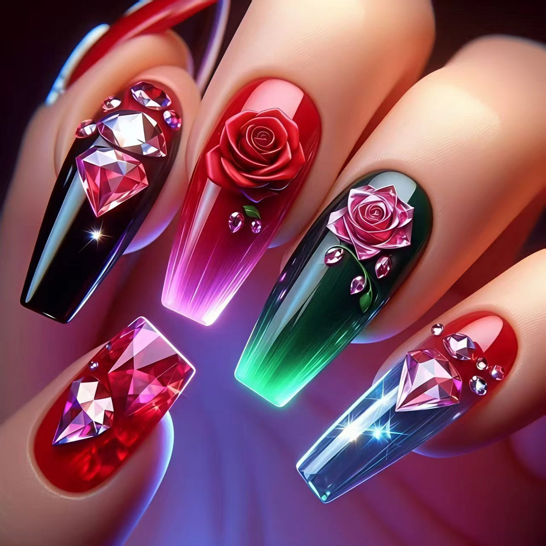 Floral Embellished Nail Art Kalsten