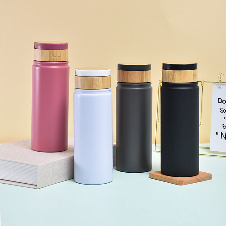 Ladies stylish and versatile stainless steel drinking bottle with bamboo lid Kalsten