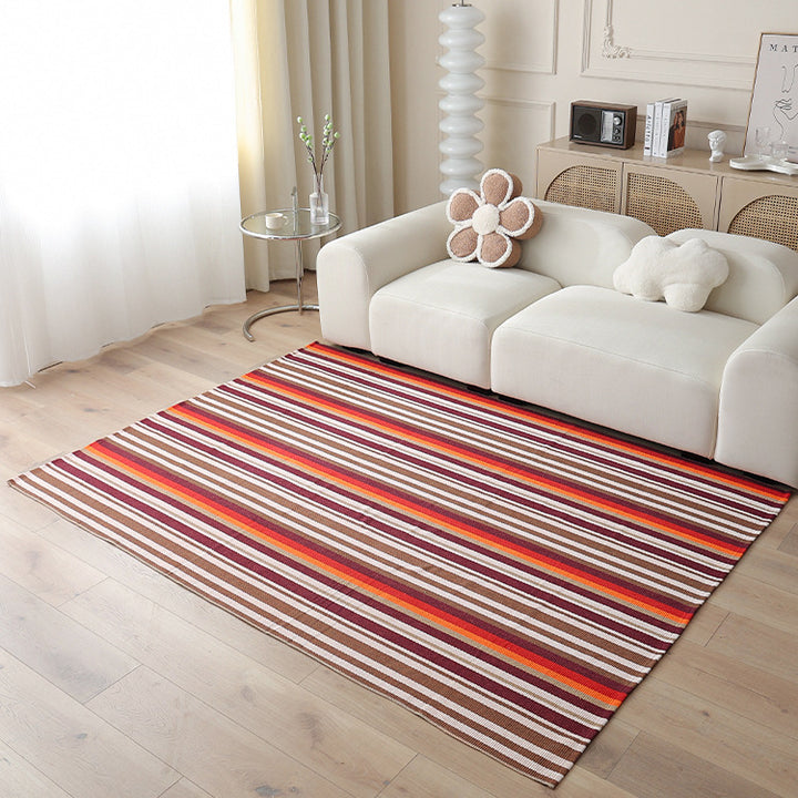 Woven living area rug with large check pattern and flat cotton texture Kalsten