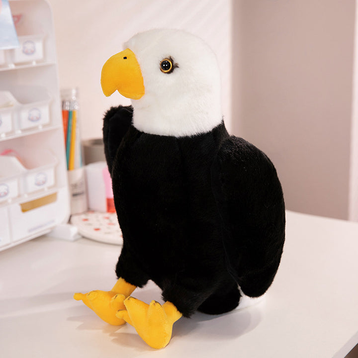 Realistic Sitting Bald Eagle Plush Collectible with Soft Faux-Fur & Detailed Beak and Feet Kalsten