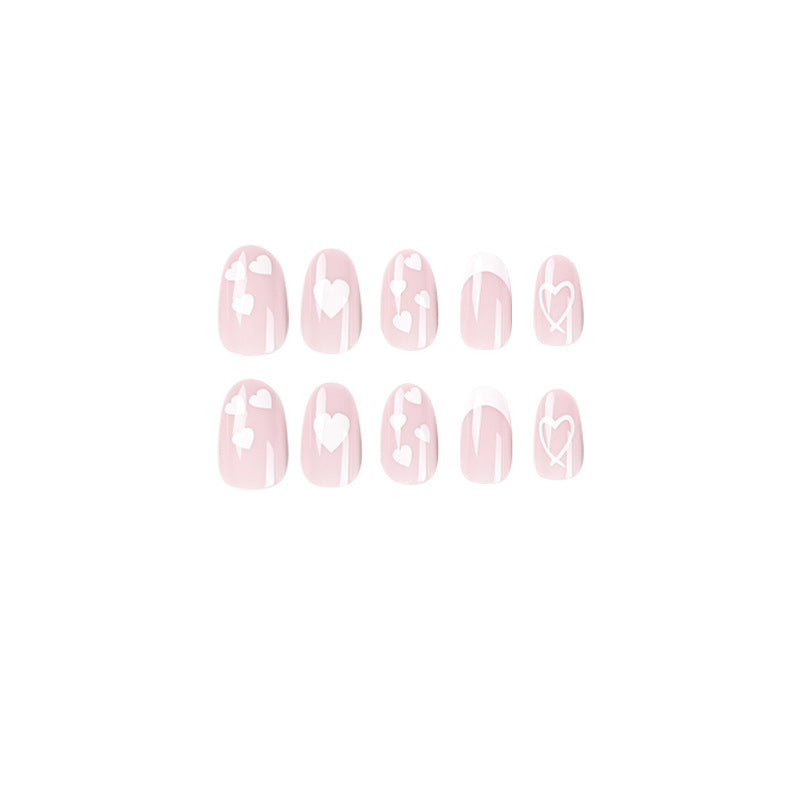 Elegant artificial nails with hearts and glitter Kalsten