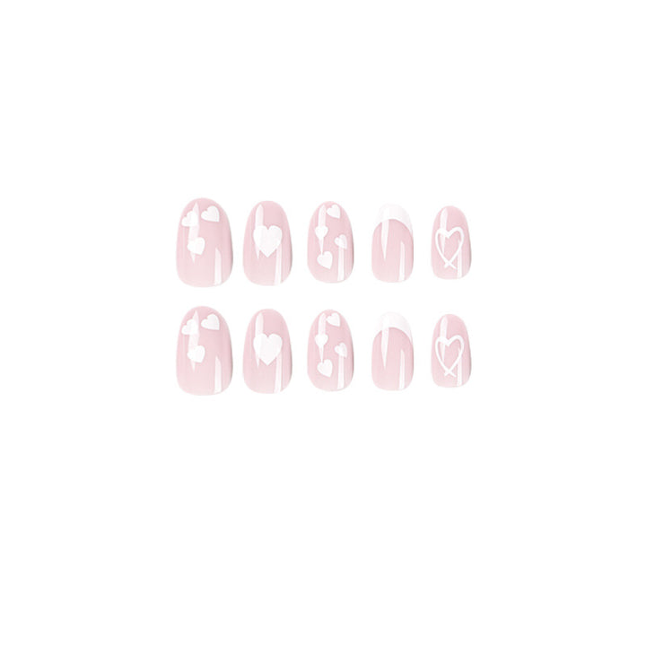 Elegant artificial nails with hearts and glitter Kalsten