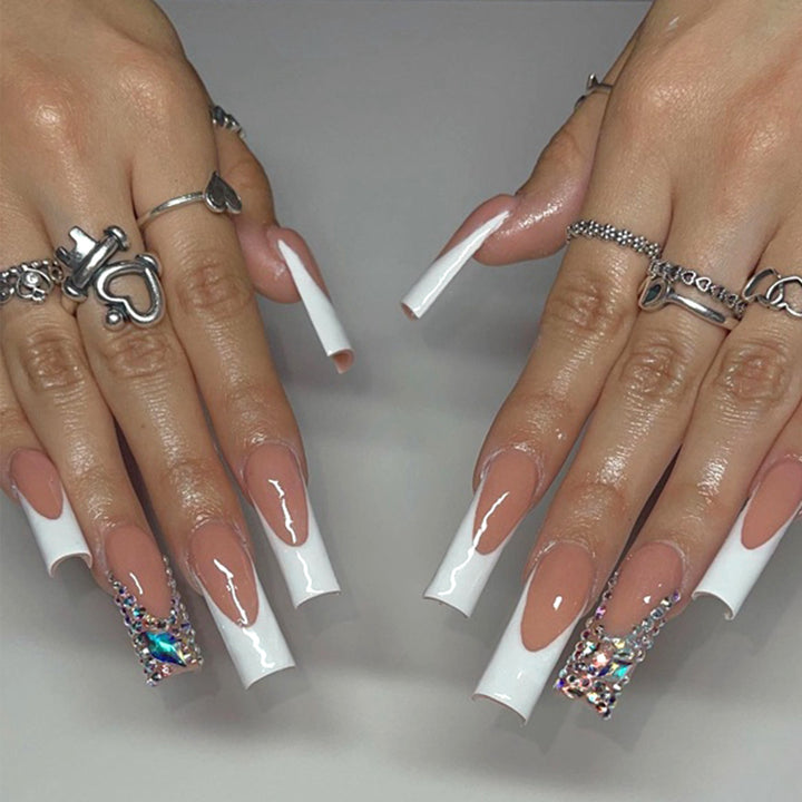 Elegant French Tip Acrylic Nail Set Kalsten