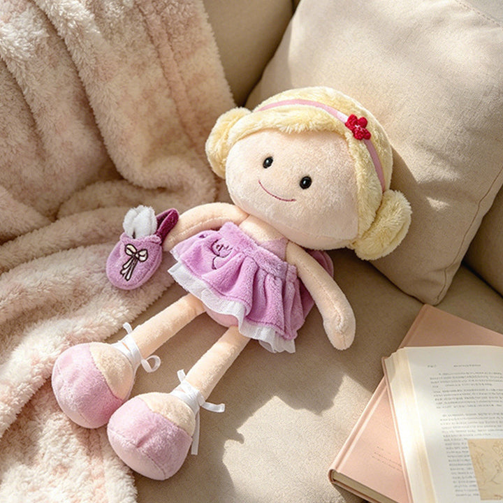 Soft Plush Doll with Embroidered Face, Star-Pattern Dress and Cuddly Pigtails Kalsten
