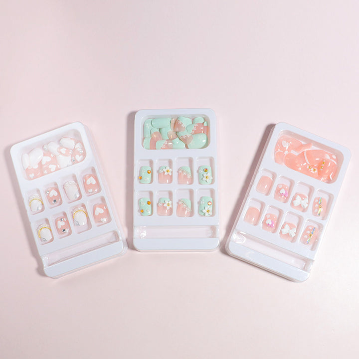 Decorative Press-On Nail Art Set with Bow Accents Kalsten