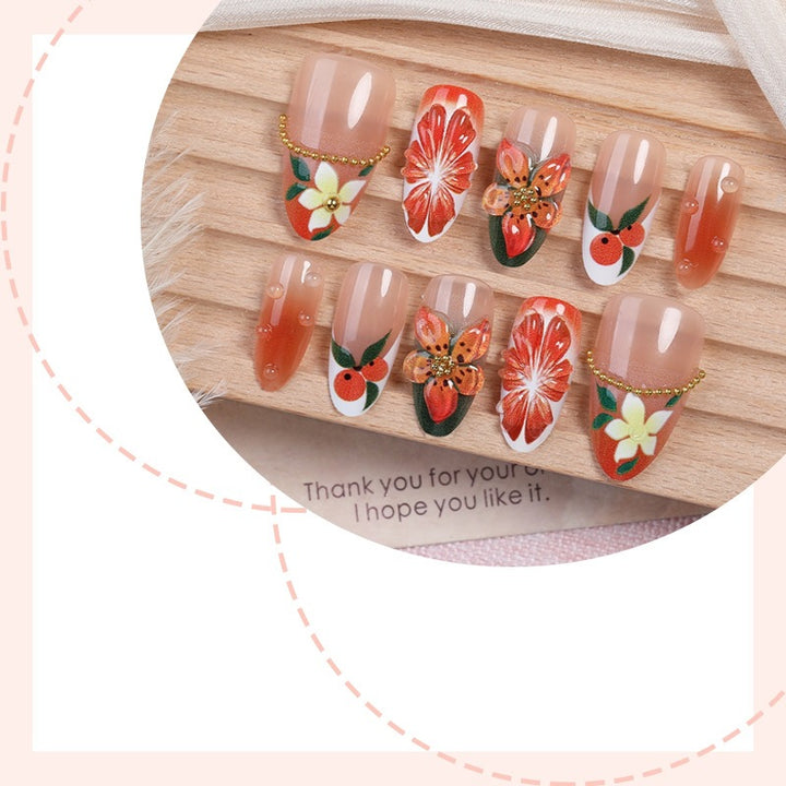 Artificial nail set with floral and fruity accents Kalsten