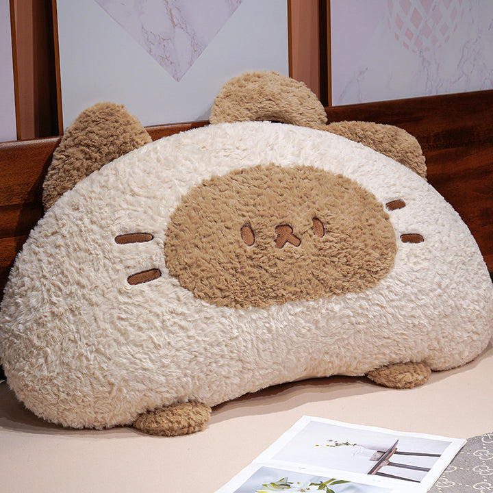 Large cozy back cushion and reading pillow as padded bed support