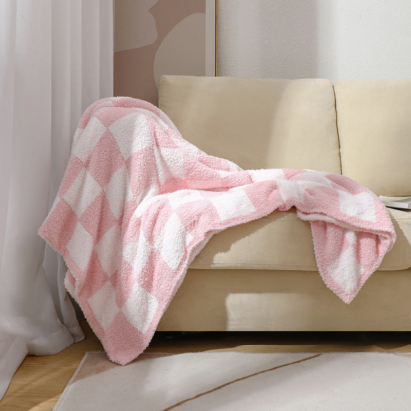 Soft Plush Checkerboard Throw Blanket Kalsten