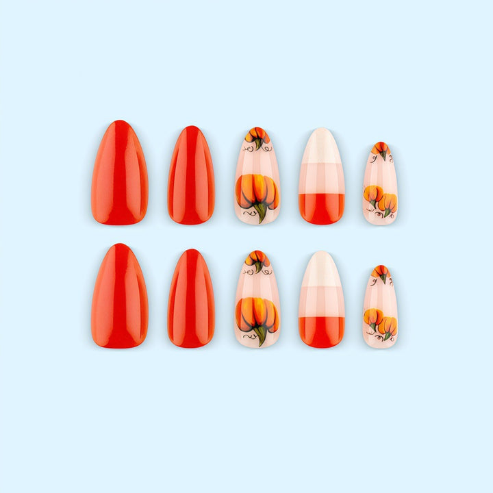 Artificial nails with autumn pumpkin design Kalsten