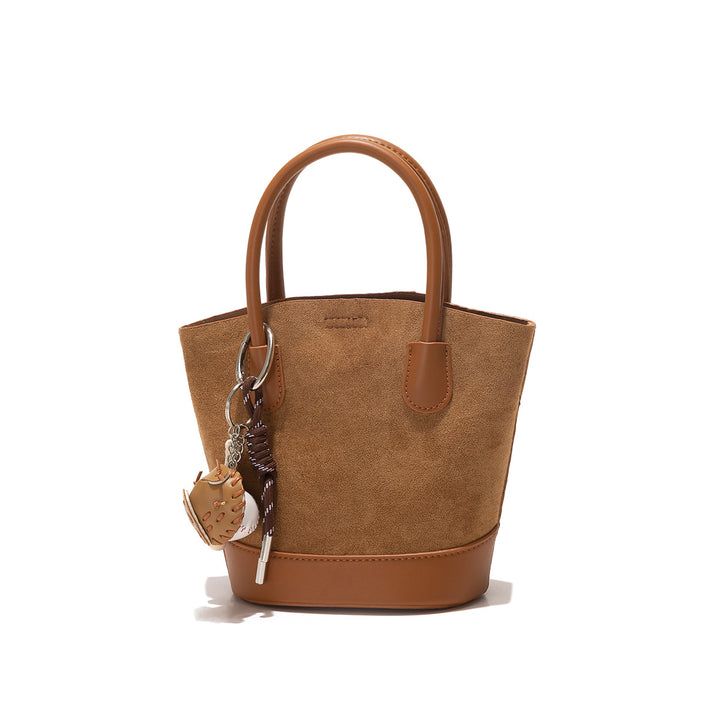 Compact Suede Handheld Tote Bag