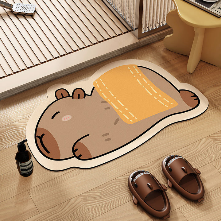 Cartoon Animal-Themed Bath Mat