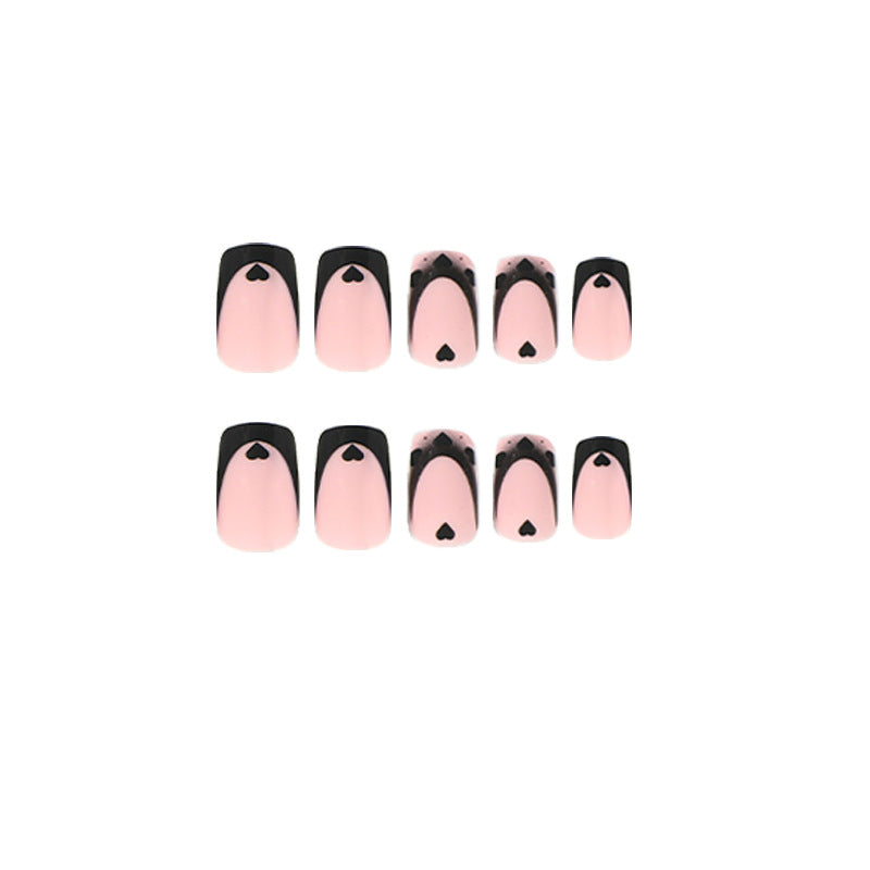 Artful Nail Art with Heart Motifs and Black-White Lace Kalsten