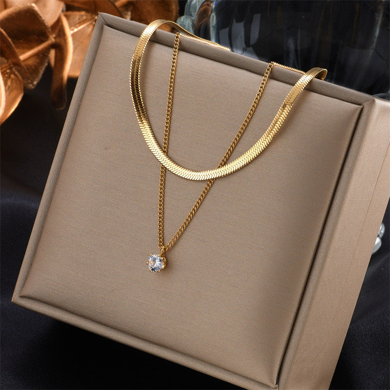 Layered Dual Chain Pendant Necklace Kalsten