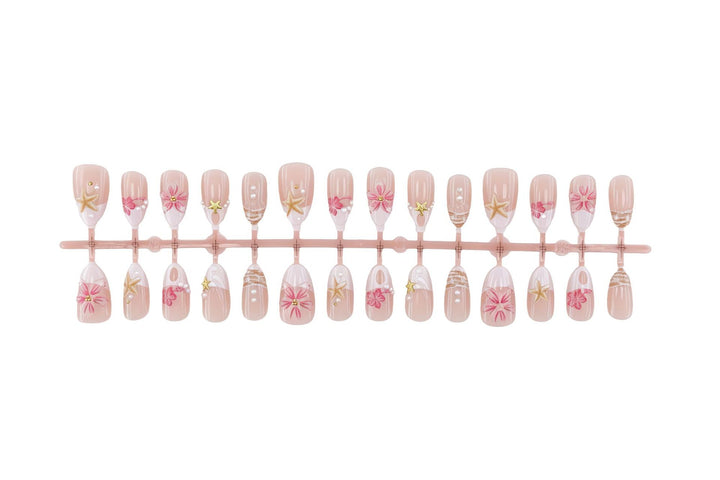 Artificial nail set with maritime details and floral accents Kalsten