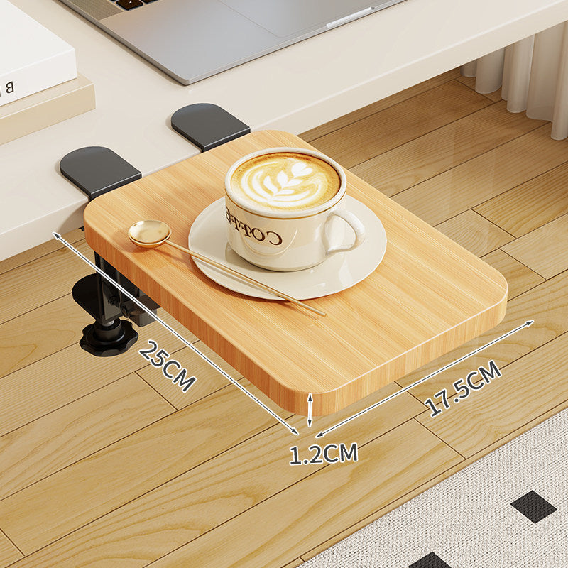 Clamp-On Foldable Bamboo Side Tray Table for Desk and Sofa
