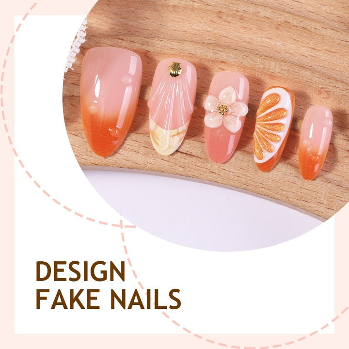 Artificial nail set with floral designs and glitter accents Kalsten