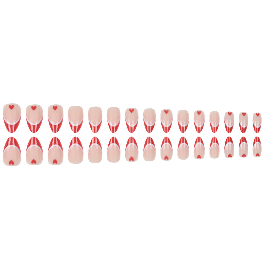 Heart-Design French Tip Press-On Nails Kalsten
