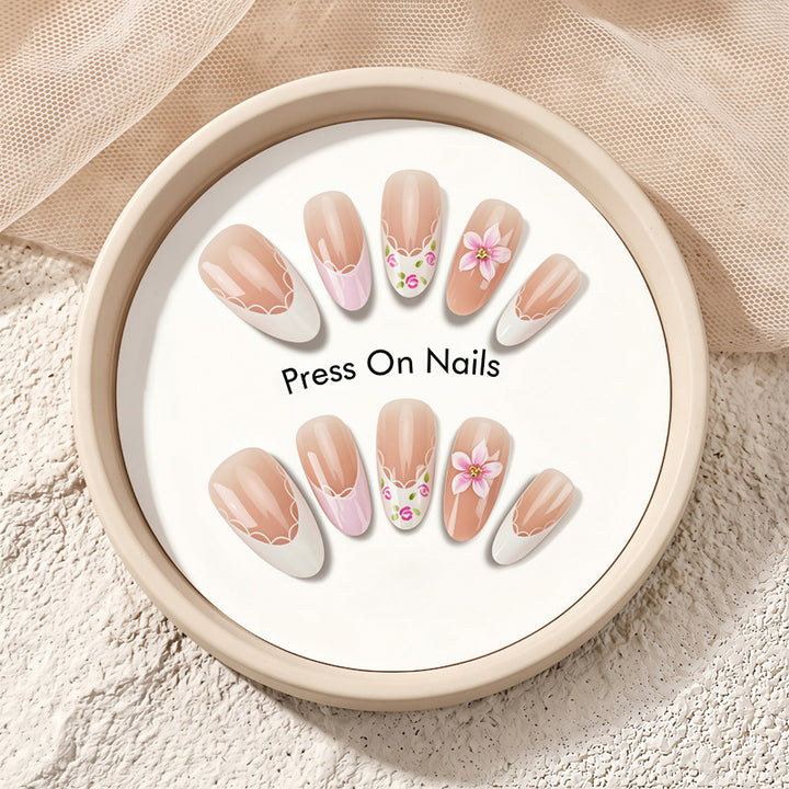 Floral Embellished Press-On Nail Set Kalsten