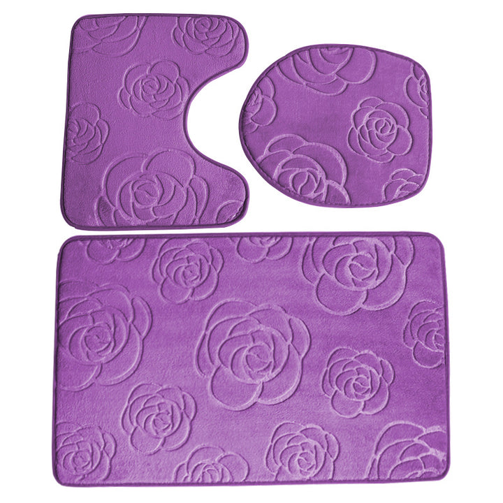 Rose Pattern Bath Mat Set Kalsten