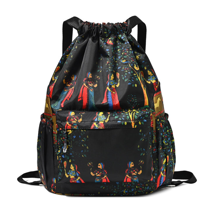 Drawstring Elephant Print Backpack Kalsten