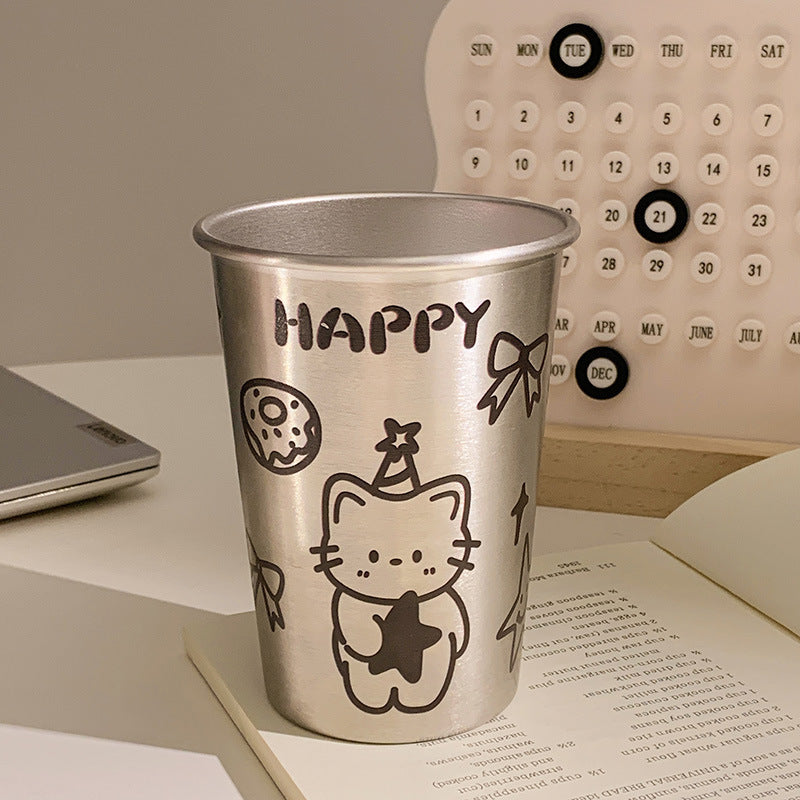 Stainless Steel Drinking Cup with Playful Dog Design Kalsten