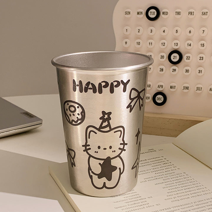 Stainless Steel Drinking Cup with Playful Dog Design Kalsten