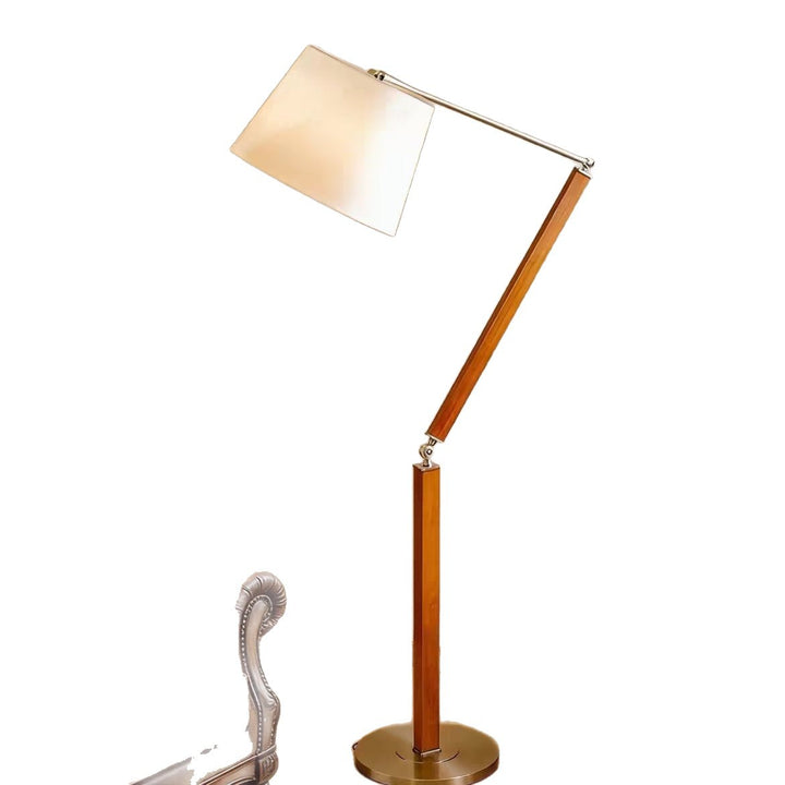 Adjustable Wooden Arc Floor Lamp