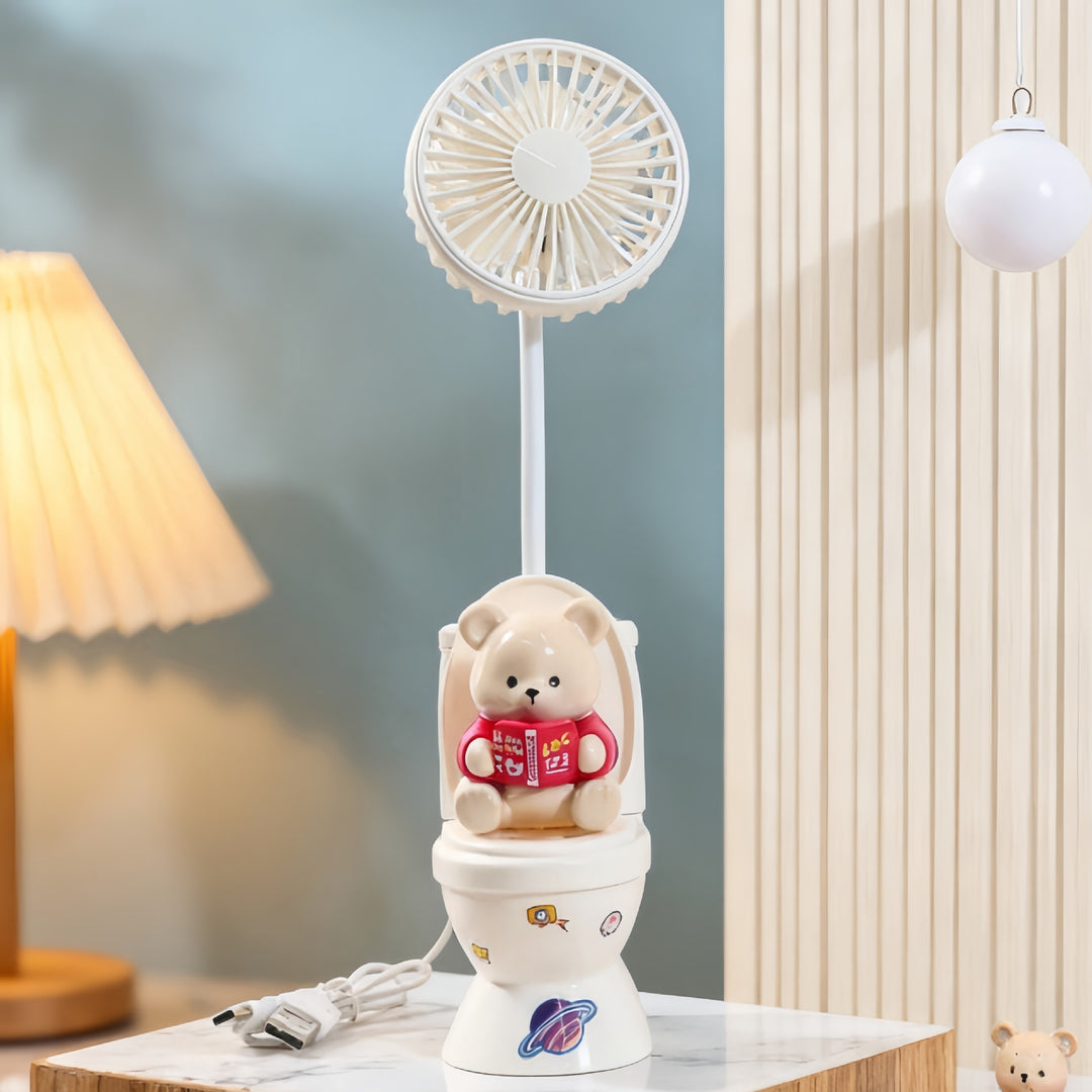 Ladies Cute Hand Fan with Plush Bear Design Kalsten