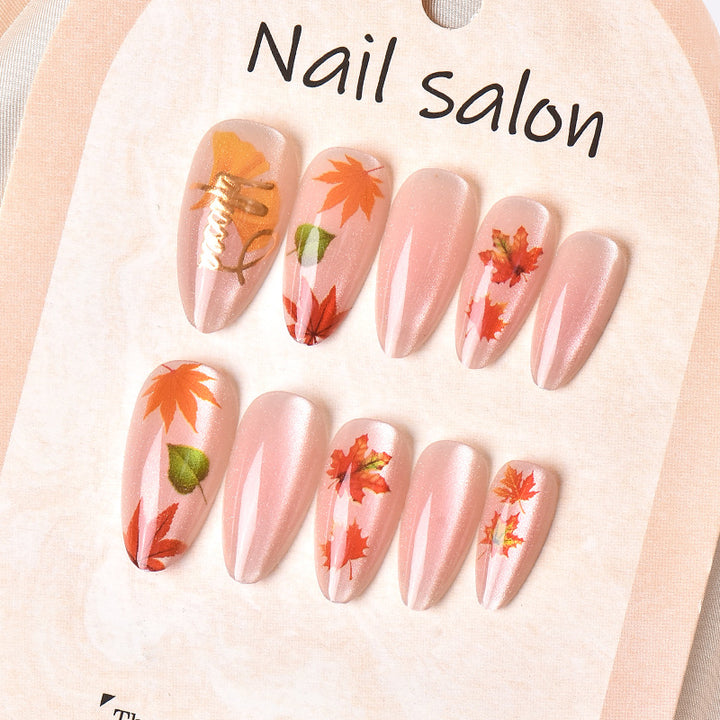 Artistic Fall Leaf Press-On Nail Art Set Kalsten