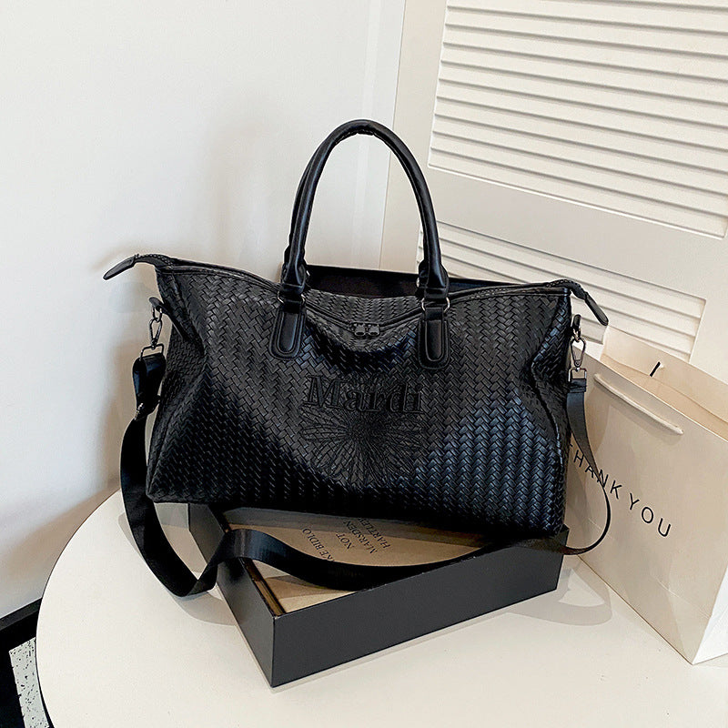 Woven Leather Weekend Duffel Bag Kalsten