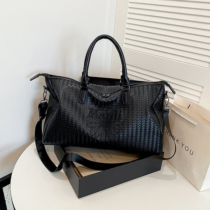 Woven Leather Weekend Duffel Bag Kalsten