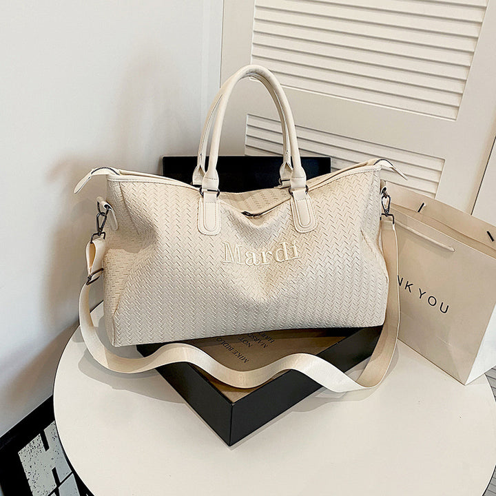 Woven Leather Weekend Duffel Bag Kalsten