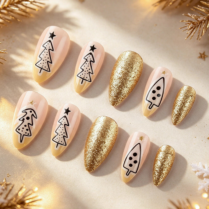 Festive Holiday-Themed Press-On Nails Kalsten