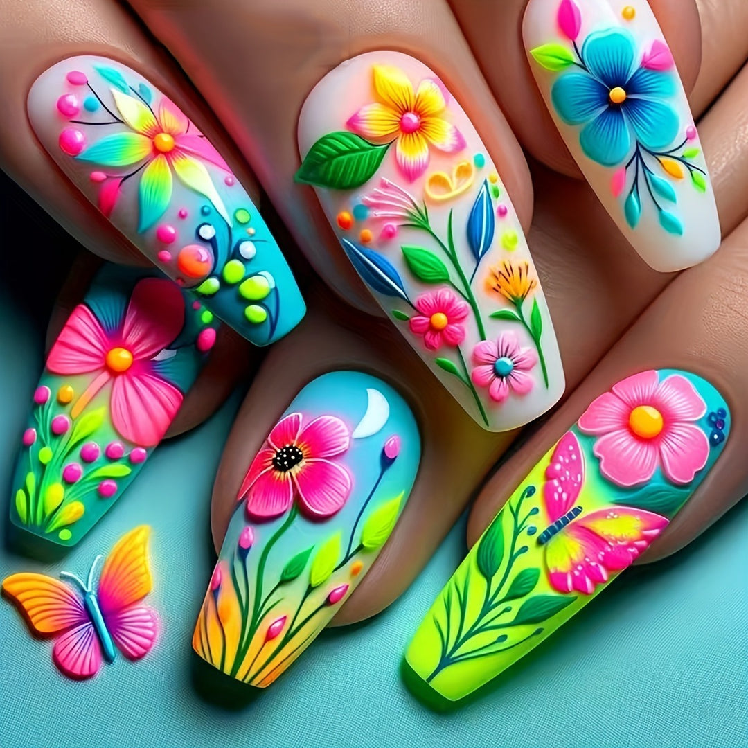 3D Floral Design Nail Art Kalsten