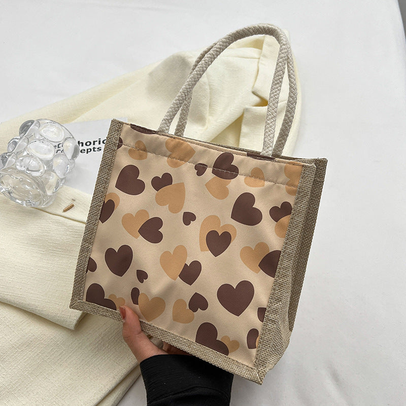 Heart-Patterned Casual Tote Bag