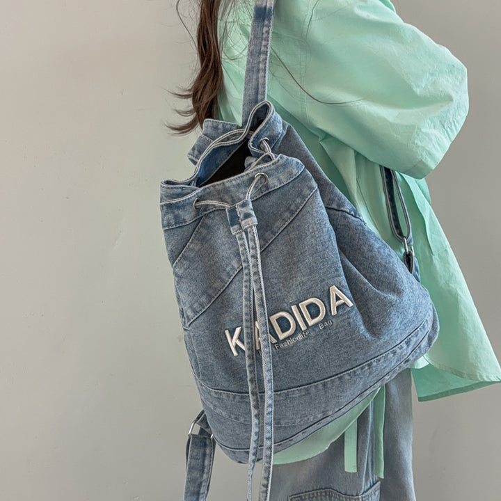 Casual Drawstring Denim Backpack Kalsten