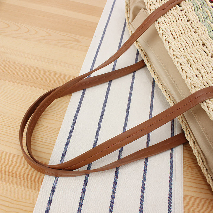 Braided Bast Handbag with Leather Handles Kalsten