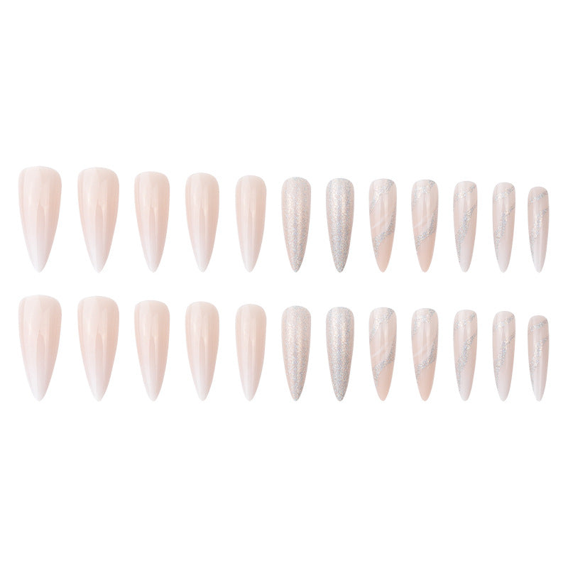 Artistic Glitter-Accent Stiletto Press-On Nails Kalsten