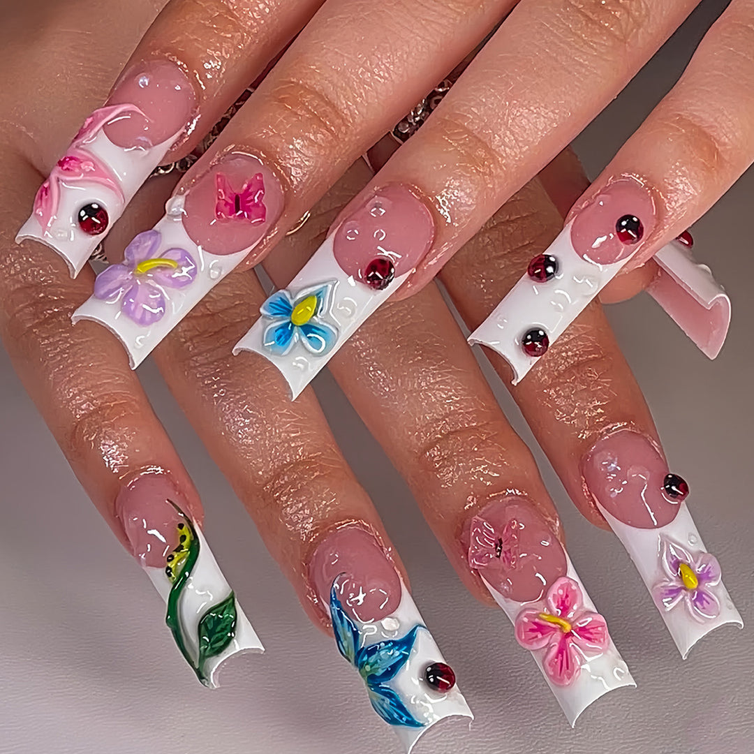 Floral Raised 3D Press-On Nail Set Kalsten