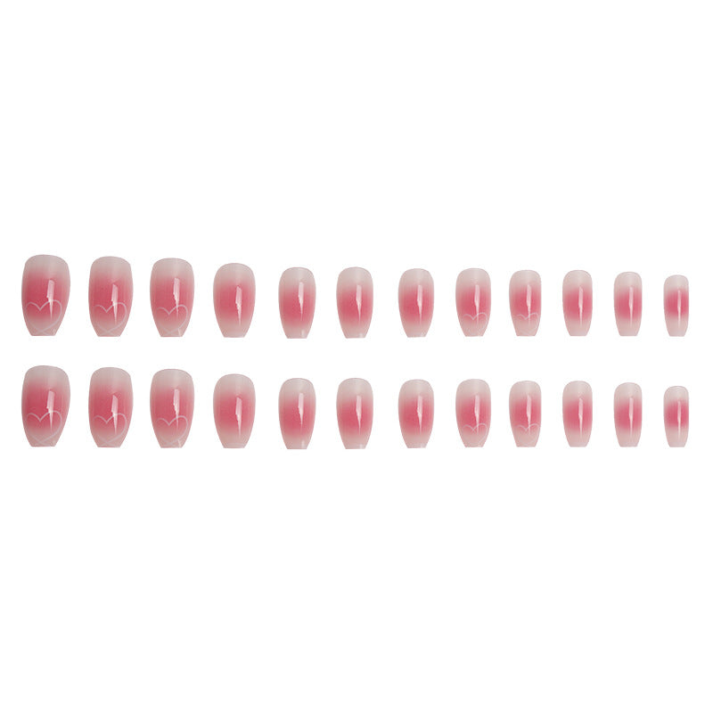Decorative Heart-Design French Tip Press-On Nails Kalsten