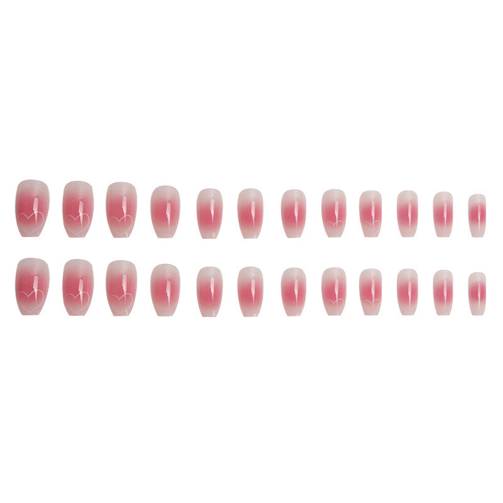 Decorative Heart-Design French Tip Press-On Nails Kalsten