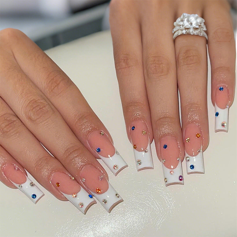Elegant Decorative Press-On Nail Set with Gem Accents kalsten