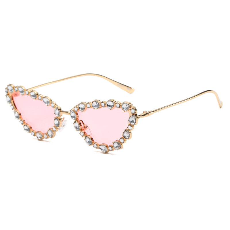 Women's Heart-Shaped Designer Sunglasses with Glamorous Crystal Frame Kalsten