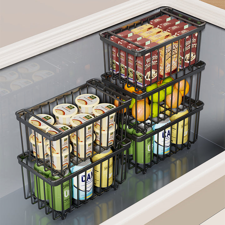 Wire Refrigerator Can Organizer Basket with Slide Handles