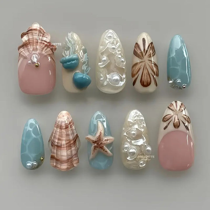 Artistic Ocean-Inspired Nail Art Set Kalsten