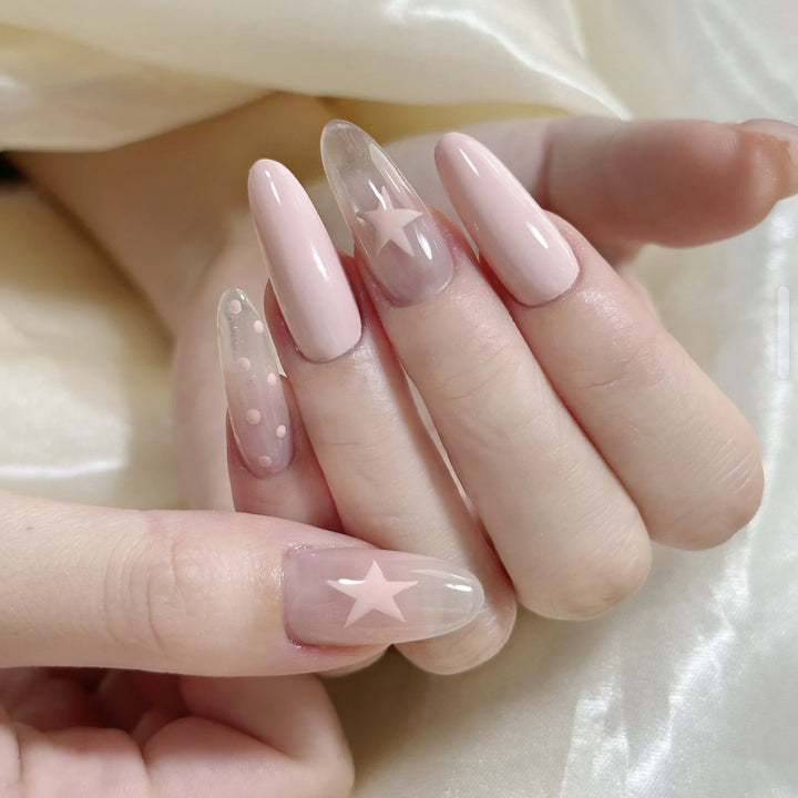 Stylish Press-On Nail Art Set with Star Accents Kalsten