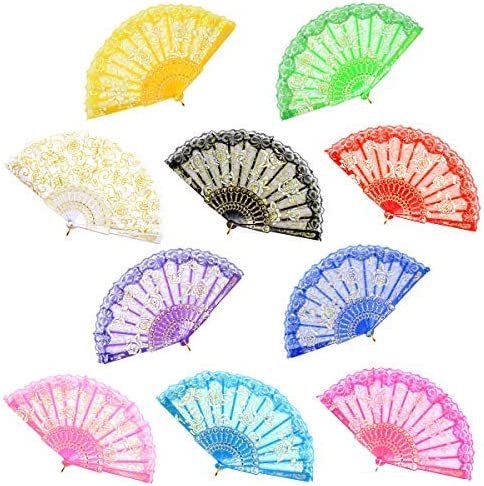 Ladies elegant lace fan with floral embellishments Kalsten